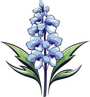 Blue Flower with Green Leaves Illustration vector