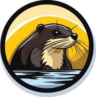 Otter Illustration in a Circular Frame vector