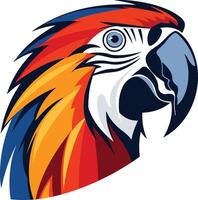 A vibrant and detailed illustration of a scarlet macaw head, perfect for adding a tropical touch to your design vector