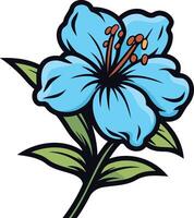 A vibrant blue hibiscus flower with green leaves, perfect for adding a tropical touch to your designs vector