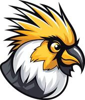 A bold and powerful illustration of a fierce bird's head, perfect for branding, mascot designs, and gaming projects vector