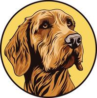 Portrait of a Brown Dog in a Yellow Circle vector