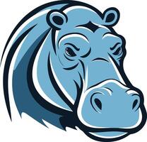 A fierce and powerful blue hippopotamus head illustration, perfect for branding, mascot, or sports team logos vector