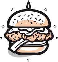 A cartoon illustration of a delicious-looking burger with a unique topping vector