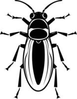 Stylized black and white illustration of a beetle, perfect for use in logos, branding, and design projects vector