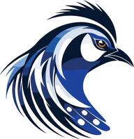 Abstract blue and black quail head logo, perfect for branding and design projects vector