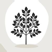 Simple, elegant tree silhouette with minimal design vector