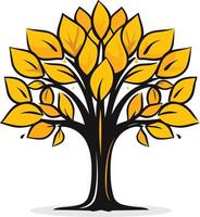 A simple, stylized tree with yellow leaves, perfect for representing growth, nature, and community vector
