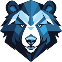 Geometric Bear Emblem with Blue and White Color Scheme vector