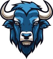 Powerful blue bull head logo design, perfect for a sports team or brand seeking a strong and bold image vector