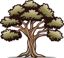 A stylized illustration of a large, strong tree, symbolizing growth, stability and longevity vector