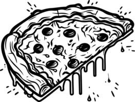 A bold and graphic illustration of a slice of dripping pizza, perfect for food related designs, menu items, or social media posts vector