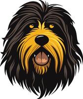 Cartoon illustration of a friendly looking black and yellow dog with a big smile vector