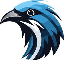 A bold and striking blue falcon head logo design, perfect for brands seeking a powerful and dynamic image vector