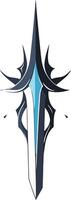 Abstract sword logo design, featuring sharp angles and a striking blue accent vector