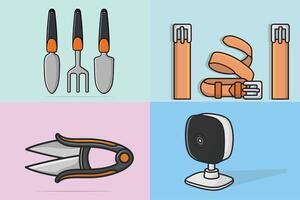Collection of Spoon with Belt and Clipper with camera design. vector