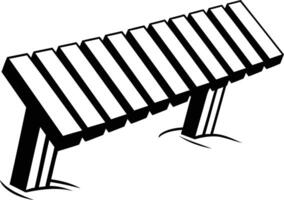 A simple, black and white illustration of a wooden bridge collapsing into the water vector