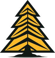 A stylized, geometric pine tree logo design with a yellow and black color scheme vector
