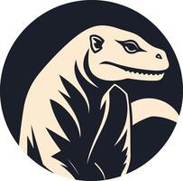 A Stylized Dinosaur Portrait in a Circle vector