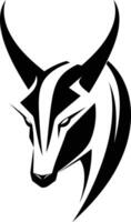 A striking black and white illustration of a bull's head, perfect for branding, logos, and design projects that require a powerful and bold aesthetic vector