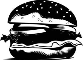 A classic, simple, yet impactful silhouette of a hamburger vector