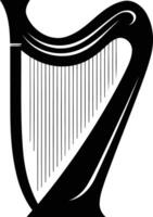 A simple yet elegant silhouette of a harp, perfect for musical themes, logos, or designs vector