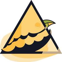 Abstract geometric logo featuring a triangle with waves, sun and a palm tree, symbolizing summer, beach, vacation, and travel vector