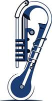 Abstract design of a musical instrument, resembling a saxophone, with a unique, stylized design vector