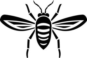 A striking black and white silhouette of a bee, ideal for branding or logos vector
