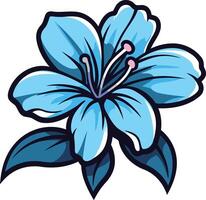 A vibrant blue flower with stylized leaves, perfect for branding, patterns, and digital designs vector