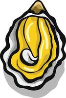 Cartoon illustration of a fresh, open oyster with a pearl inside vector