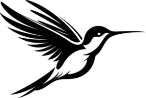 A sleek, minimalist silhouette of a hummingbird in flight, perfect for branding, logos, and design projects vector