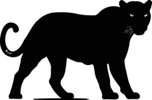 A sleek black panther silhouette, isolated on a white background, is ready to add a touch of wildness to your designs vector