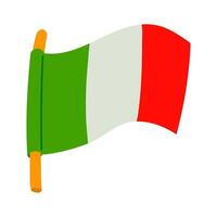 flat flag of Italy on the flagpole is fluttering in the wind. Symbol of patriotism and freedom. illustration of the national flag of the country. Colors green white red are arranged vertically vector