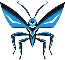 Abstract blue and black butterfly logo design with sharp, geometric lines vector