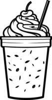 A simple line drawing of a milkshake with a straw, perfect for use in colouring books, kids' activities, or as a design element for cafes, restaurants, or food blogs vector