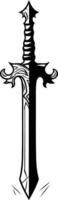 A simple, black and white illustration of a sword with intricate detailing vector