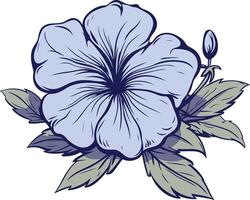 Blue Hibiscus Flower with Green Leaves vector
