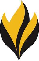 Modern and abstract logo design with a stylized flame motif in black and gold vector