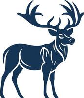 A sleek, minimalist silhouette of a stag with large antlers vector
