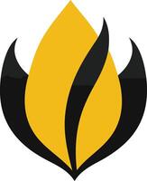 Abstract logo design featuring a stylized flame in yellow and black, symbolizing energy, passion, and growth vector