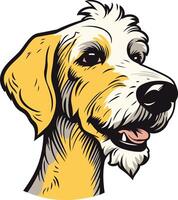 A charming cartoon dog portrait with a friendly expression, perfect for pet-related businesses, branding, or social media vector