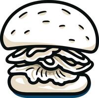 Cartoon illustration of a simple hamburger, perfect for branding, menus, or social media vector