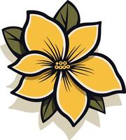 Yellow Flower Illustration with Green Leaves vector