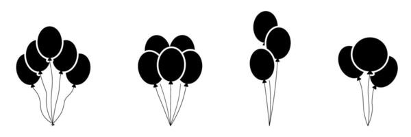 Silhouette Icons of Balloons in Groups vector