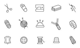 Outline Icons of Sewing and Crafting Tools vector