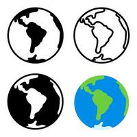 Various Earth Globe Icons in Different Styles vector