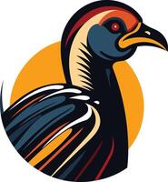 A bold and colorful illustration of a crowned crane, perfect for logos, branding, or as a graphic element for wildlife, african, or nature-themed designs vector