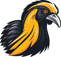 Powerful and striking illustration of a golden pheasant head, perfect for sports teams, branding, or any design project needing a bold and unique touch vector