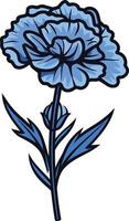 A single blue carnation flower with a bud, perfect for adding a touch of elegance and beauty to your design projects vector